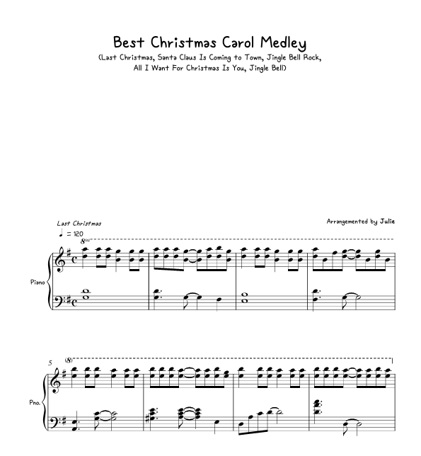 Best Christmas Carol Medley(캐롤 메들리) 피아노 악보
